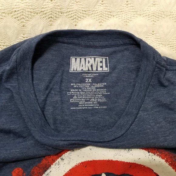Marvel Captain America Shield Tshirt navy sz 2XL - Picture 7 of 8